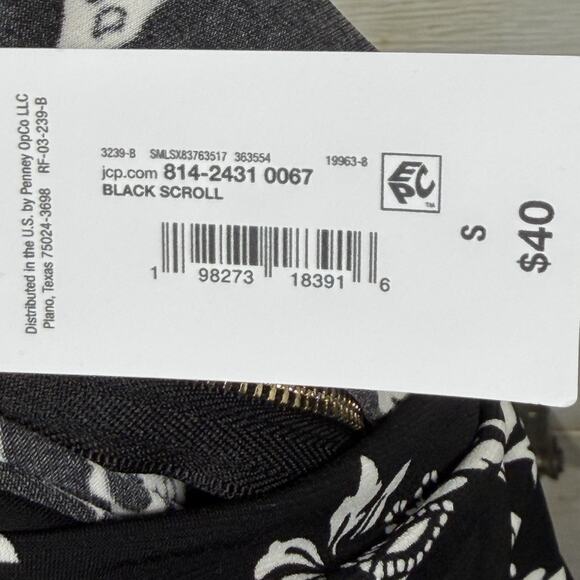 Liz Claiborne Top Women's Size Small Long Sleeve Black Scroll Mock Neck NWT - Picture 7 of 7